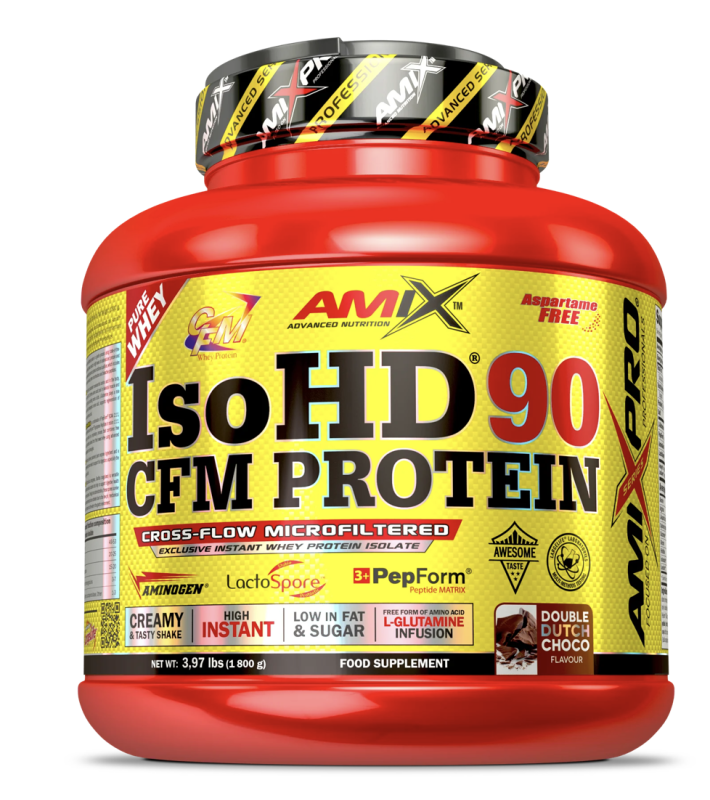 Whey isolate ISOHD 90 CFM Protein par Amix Nutrition, idéale pour la récupération musculaire et la sèche.