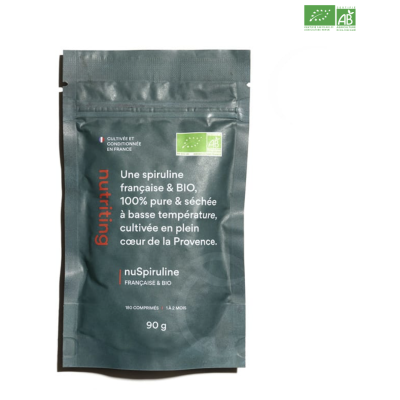 Spiruline nutriting, algue enrichie en vitamines et minéraux pour rester en forme et en bonne santé. Pour sportif ou non sportif
